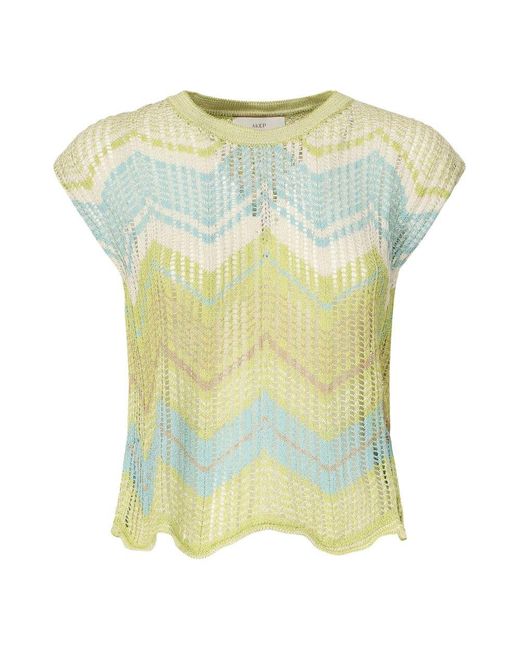Akep Green Baumwoll Ärmellose Pullover Limette Multi
