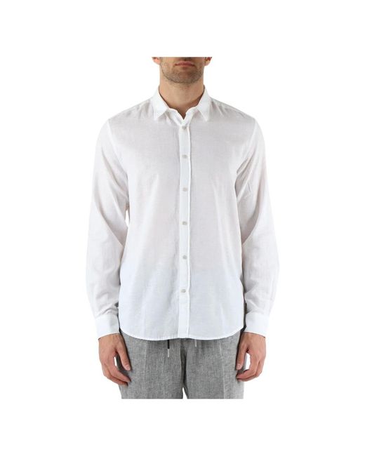 Camicia alicante slim fit in cotone e lino di Antony Morato in White da Uomo