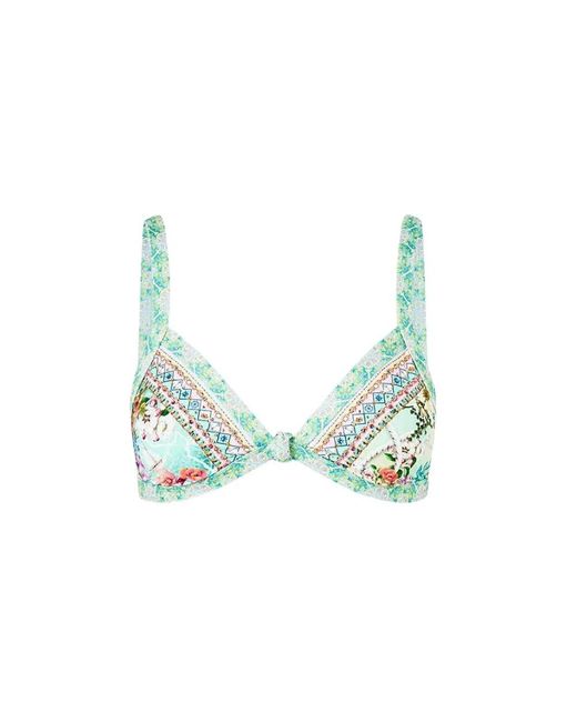 Camilla Tri Bikini Top Met Knoop Voorkant in het Green