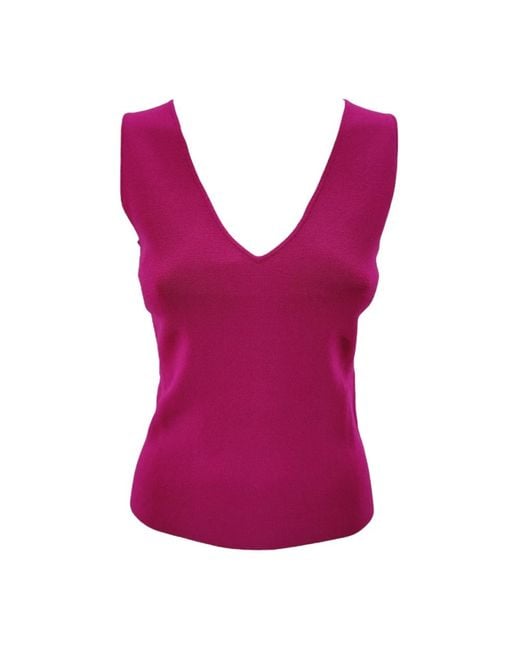 P.A.R.O.S.H. Purple Sleeveless Tops