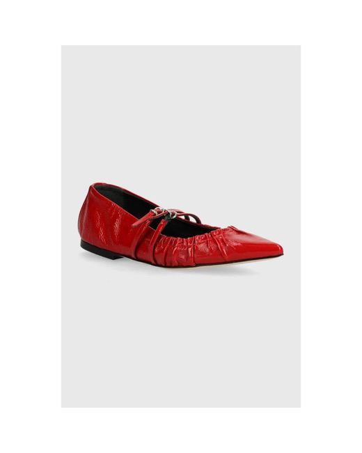 MSGM Red Ballerinas Mit Raffung