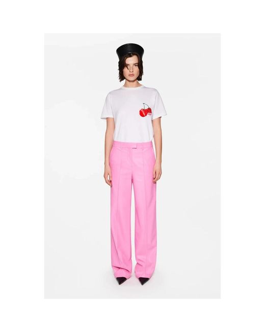 Stand Studio Broeken ,Roze ,Leer Wijde Broek Van Synthetisch Leer in het Pink