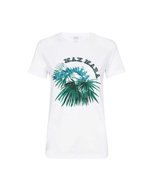 Max Mara Geborduurd Katoenen T-Shirt in het Blue