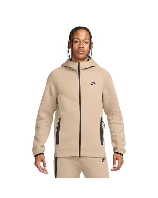 Nike Fitness ,Bruin ,Katoen Tech Fleece Trainingsjack in het Natural voor heren