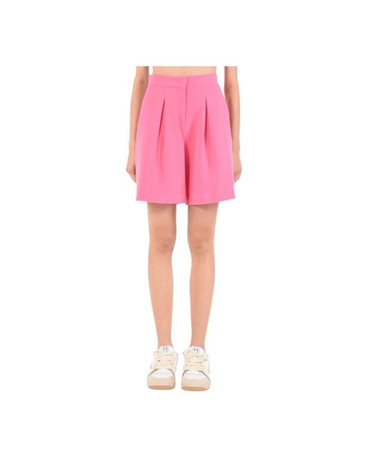 hinnominate Pink Bermuda-shorts mit hoher taille aus stretch-viskose