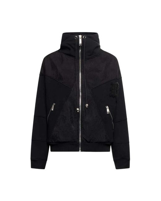 John Richmond Hoodies & Sweatvesten ,Zwart ,Katoen Hooded Zip-Front Jacket in het Black
