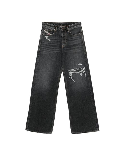 DIESEL Gray Wide Jeans for men