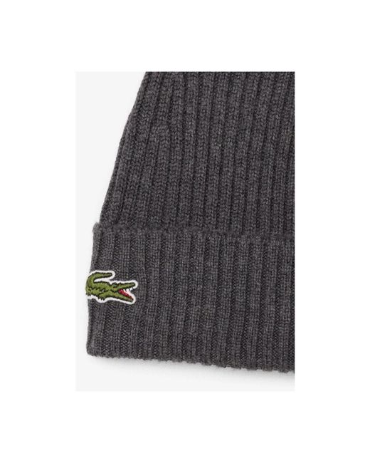 Lacoste Geribbelde Gebreide Beanie in het Gray
