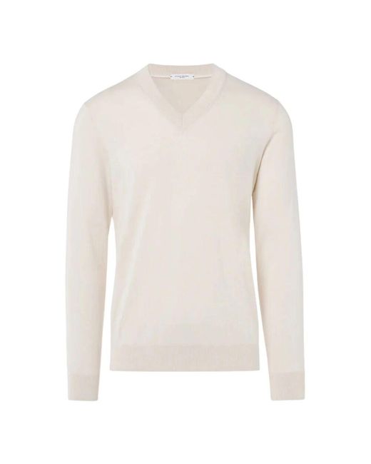 Paolo Pecora R v-ausschnitt pullover extrafeine baumwolle in White für Herren