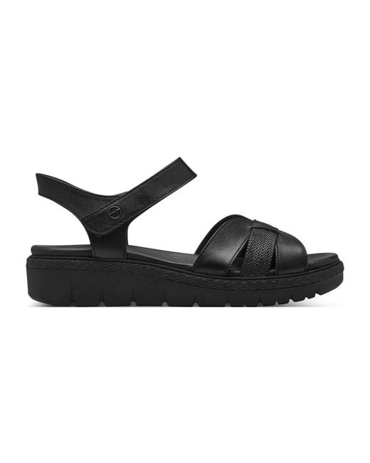 Tamaris Black Flat Sandals
