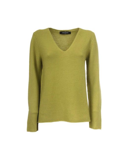 Gran Sasso Green Wollpullover mit v-ausschnitt