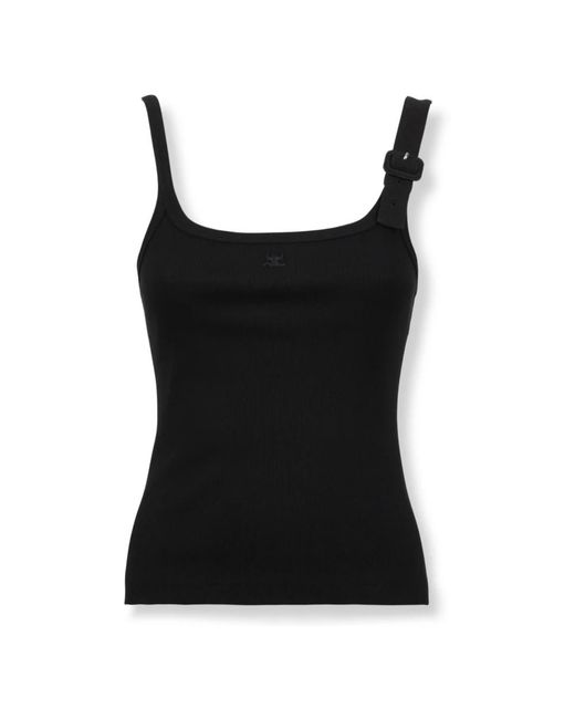 Courreges Black Sleeveless Tops