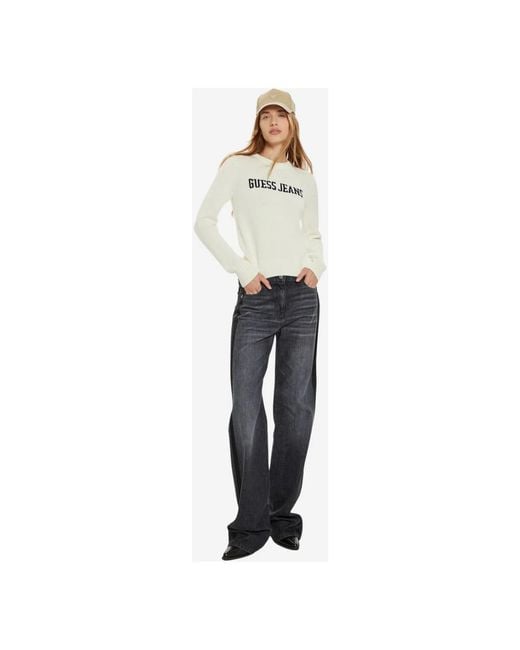 Guess White Round-Neck Knitwear