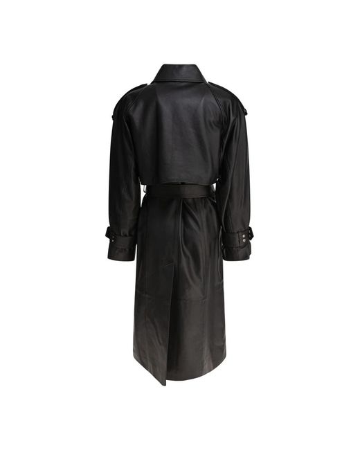IVY & OAK Black Schwarzer Leder Mantel Aw25