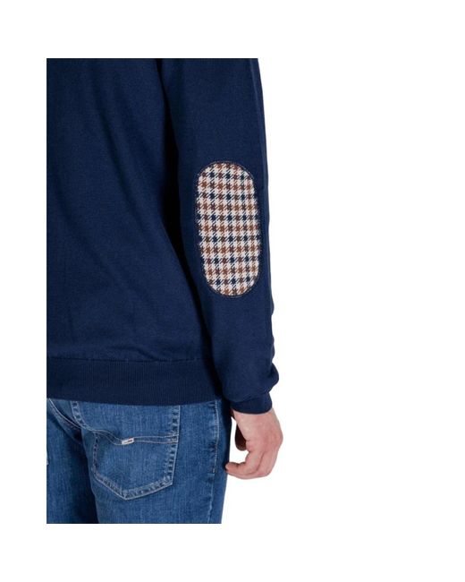 Aquascutum Blue Round-Neck Knitwear for men