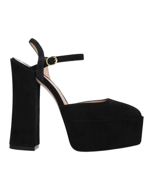 Stuart Weitzman Black Schwarze Leder-Plateau-Sandalen