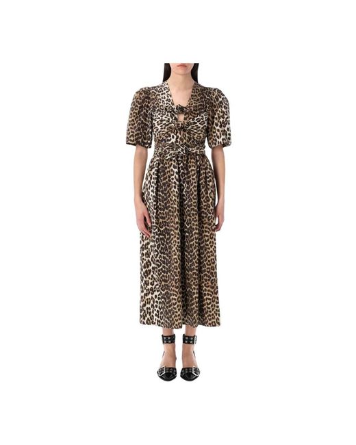 Ganni Midi Dresses in het Brown