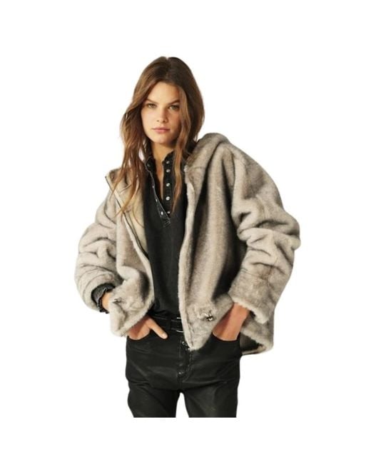 Ba&sh Brown Faux Fur & Shearling Jackets
