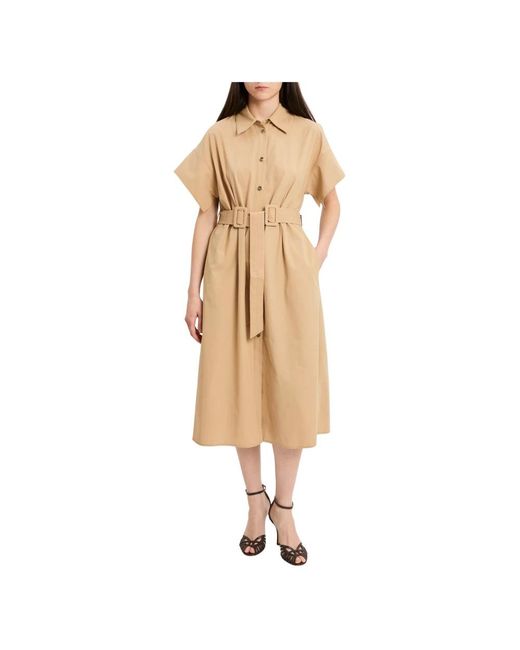 Pinko Alesha Midi Shirt Dress in het Natural