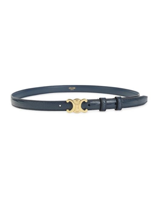 Céline Blue Triomphe Leather Belt
