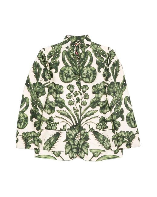 F.R.S For Restless Sleepers Groene Zijden Bloemenprint Shirt in het Green