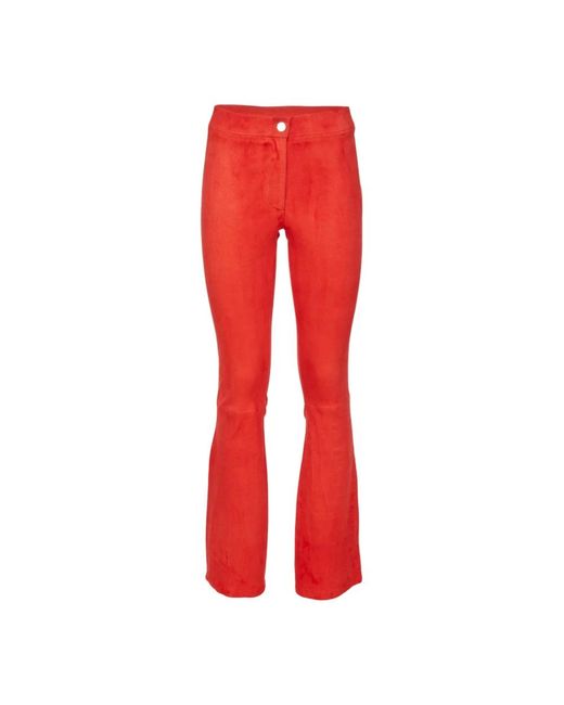 Pantaloni svasati in pelle rossa ivy di Arma in Red