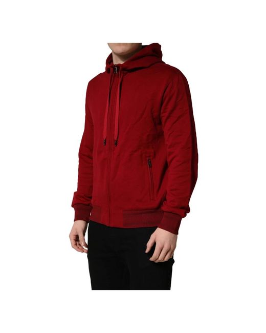 Dolce & Gabbana Red Zip-Throughs for men