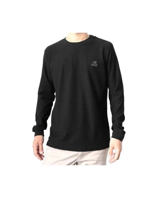 DIESEL Leichtes baumwoll-crewneck-logo-t-shirt in Black für Herren
