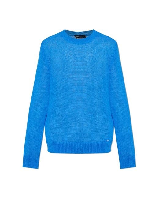 DSquared² Blue Round-Neck Knitwear for men