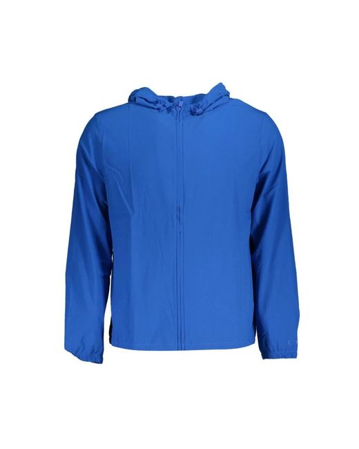 Calvin Klein Jassen ,Blauw ,Polyester Sleek Hooded Sports Jacket in het Blue voor heren