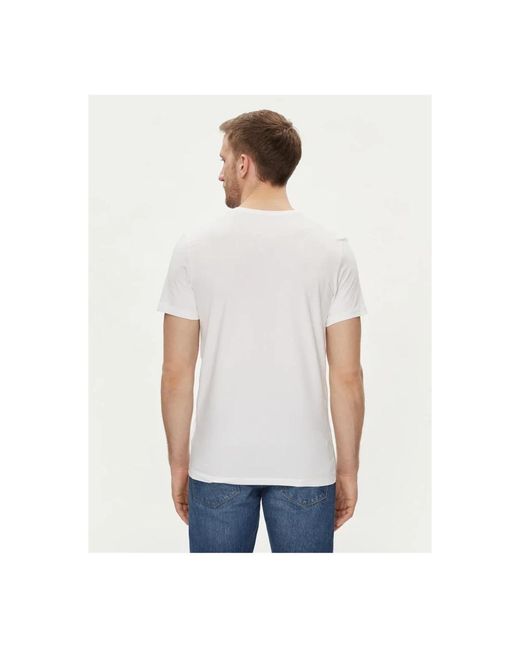 Guess Stretch baumwoll t-shirt - v-ausschnitt in White für Herren