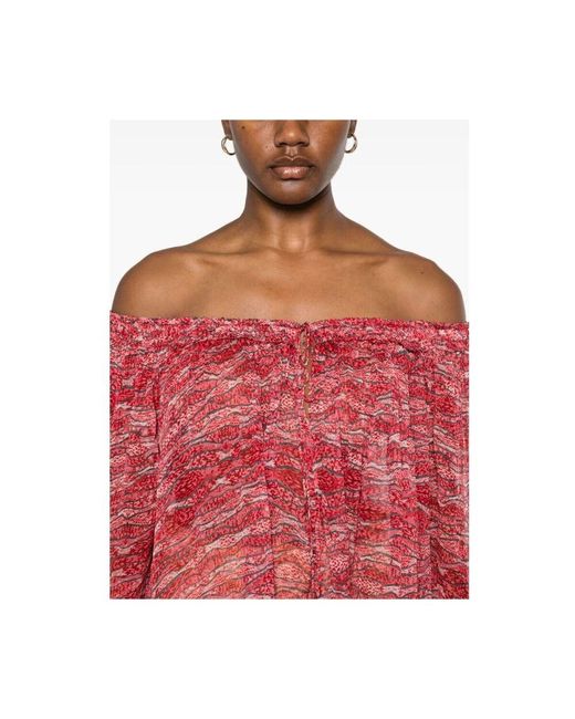 Isabel Marant Red Mohnrot off-shoulder elastisches top isabel marant étoile