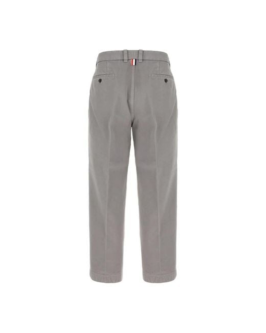 Thom Browne Gray Straight Trousers for men