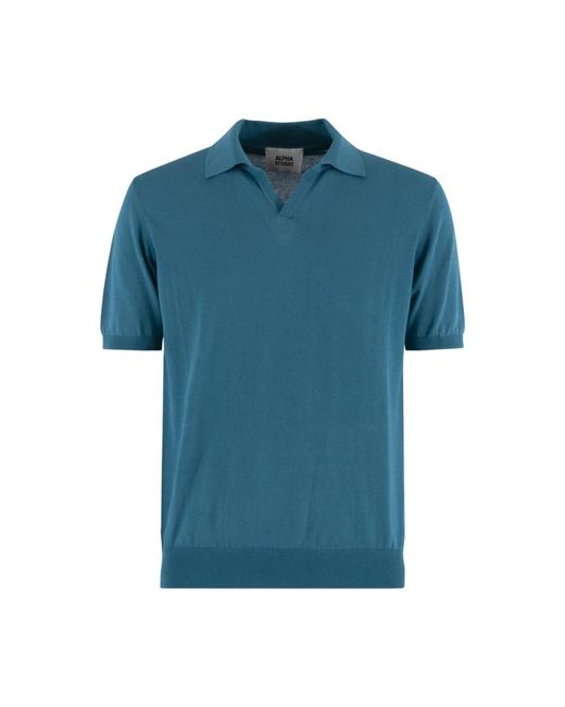 Alpha Studio Türkises v-ausschnitt polo t-shirt in Blue für Herren