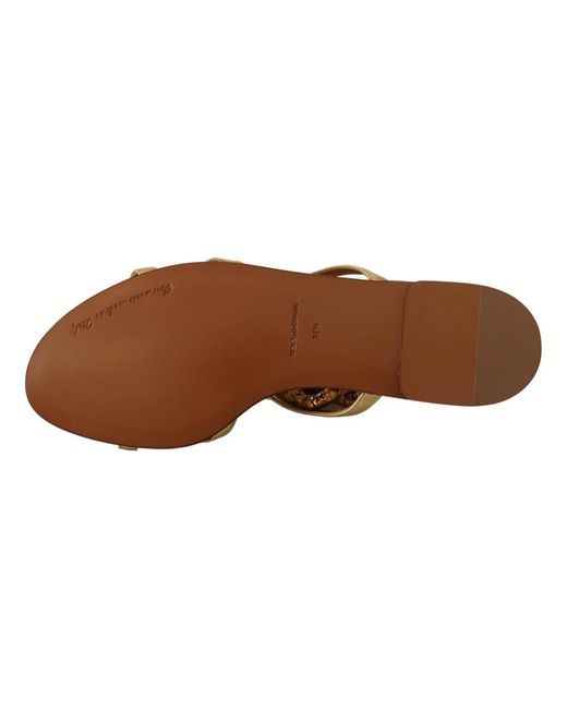 Dolce & Gabbana Brown Goldene kette herz gladiator sandalen