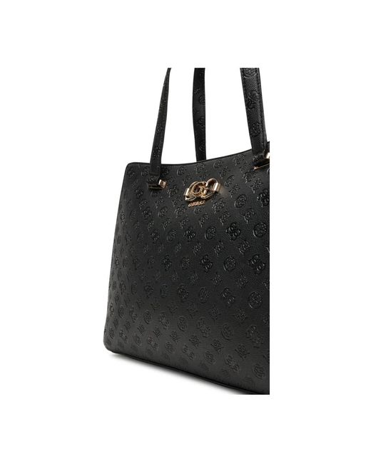 Guess Zwarte Tote Tas Met Metalen Logo in het Black