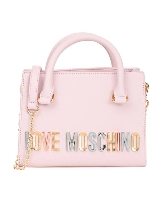 Borsa rosa con scritta bold love di Love Moschino in Pink