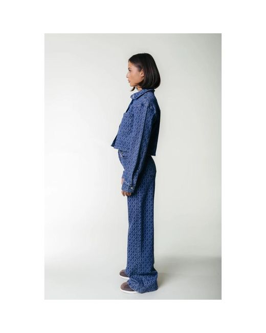 Colourful Rebel Blue Weite Bein Denim Hose