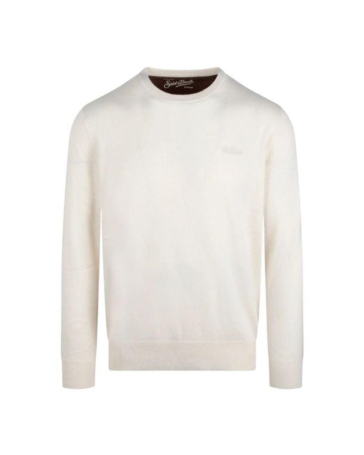 Mc2 Saint Barth Bestickter logo wollpullover in White für Herren