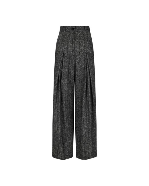 Dolce & Gabbana Donkergrijze Geplooide Tweed Broek in het Gray