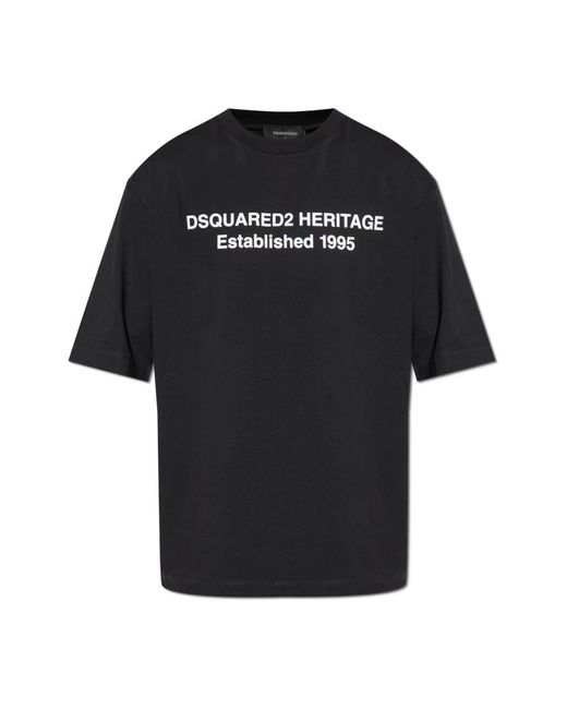 DSquared² Tops ,Zwart ,Katoen T-Shirt Met Print in het Black voor heren
