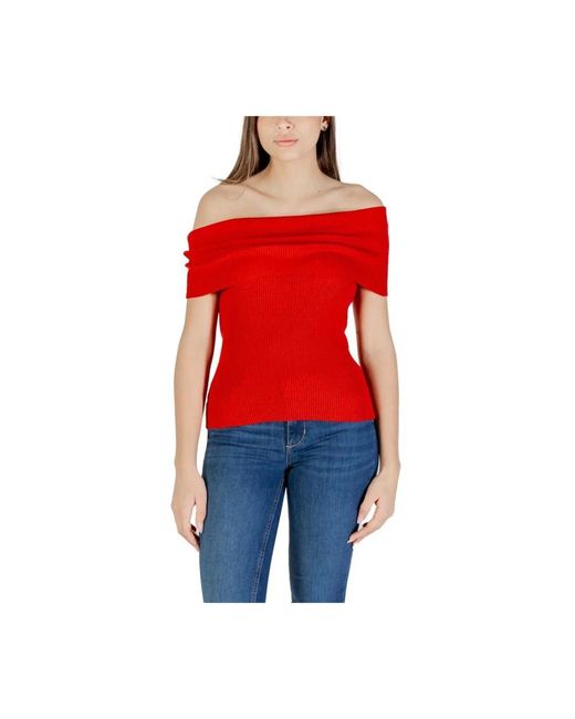 ONLY Rode Polyester Gebreide Trui in het Red