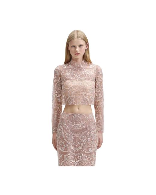 Long Sleeve Tops Self-Portrait de color Brown