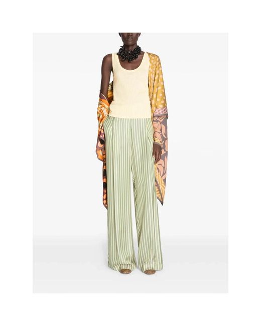 Dries Van Noten Green Wide Trousers