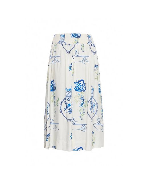 Ichi Blue Midi Skirts