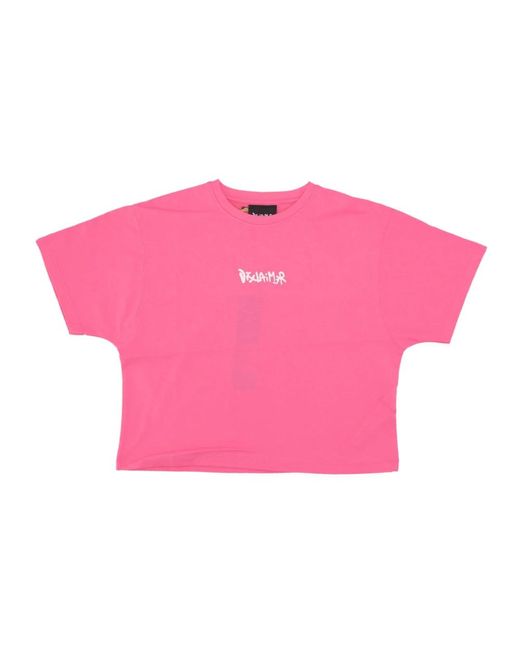 DISCLAIMER Pink Fluo fuchsia big logo tee