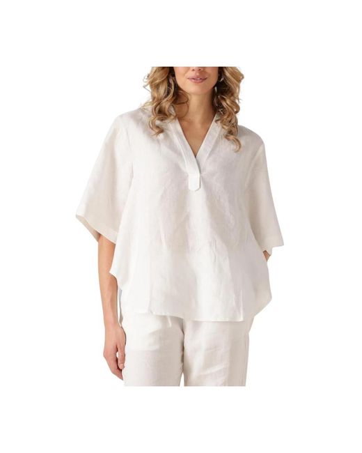 Resort Finest Overhemden ,Wit ,Korte Mouw Blouse Voor Stijlvolle Vrouwen in het White