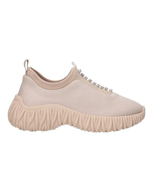 Miu Miu Stof Rhinestone Sneakers in het Pink