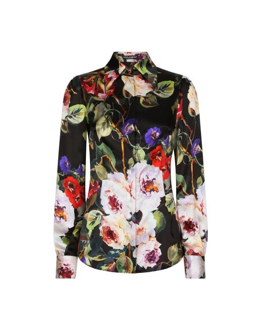 Dolce & Gabbana Green Blumenmuster seidenmischung hemden