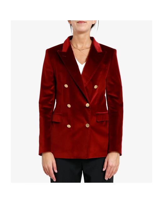 Tagliatore Jassen ,Rood ,Leer Velvet Blazer in het Red